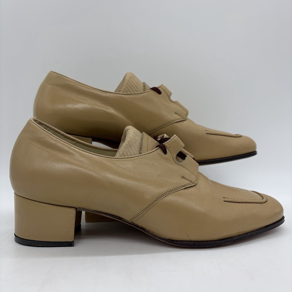 Vtg FSP Shoes Musebeck Womens 6.5 C/A Oxford Pumps Comfort Flex Taupe Leather US - Picture 2 of 11